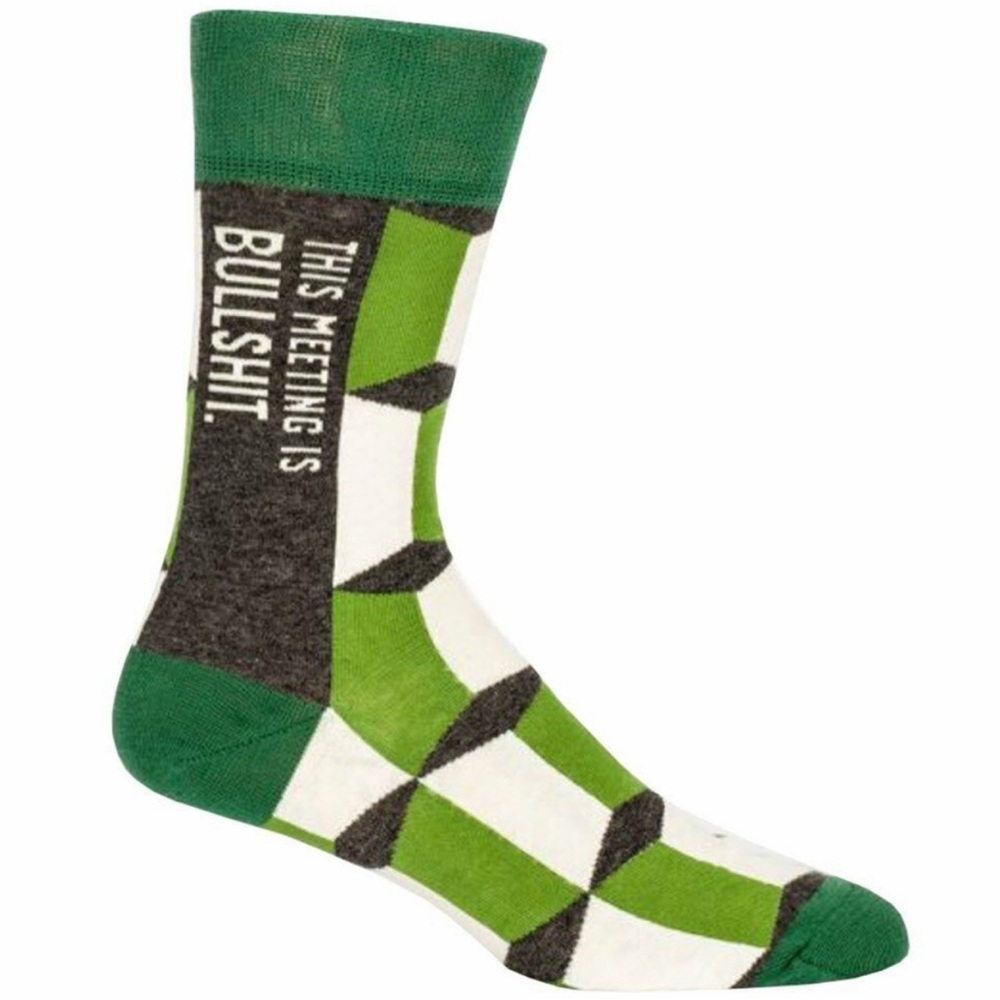 NWT Blue Q Men’s Crew Socks This Meeting Is Bull*@#! Funny Boss Gag Gift
